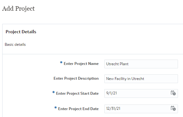 Adding project details