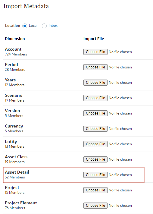 Choose file for Asset Detail