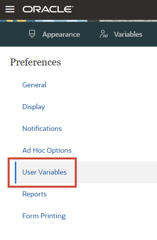 Selecting User Variables