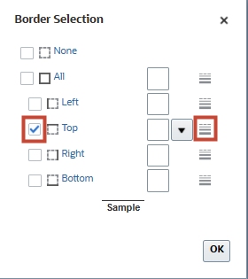Top Border Width selector