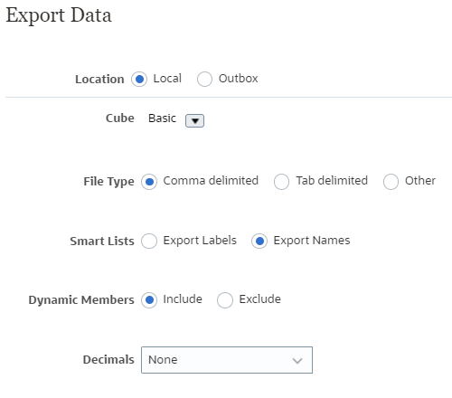 export data screen