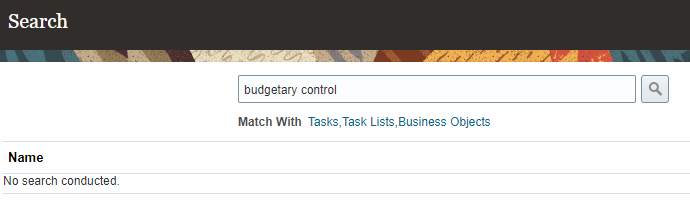 Searching for enabled budgetary control