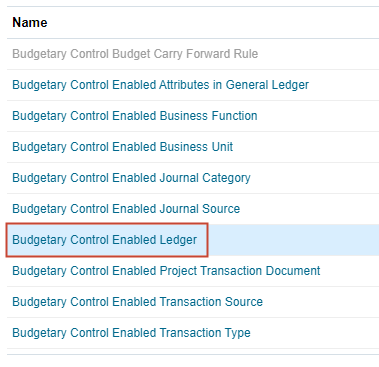 Budgetary Control Enabled Ledger