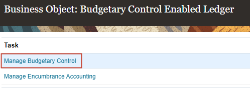 Manage Budgetary Control