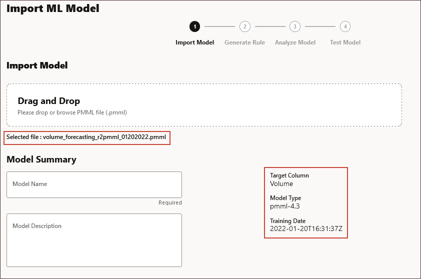 Import Model step