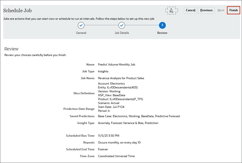 Review Scheduled Job Details