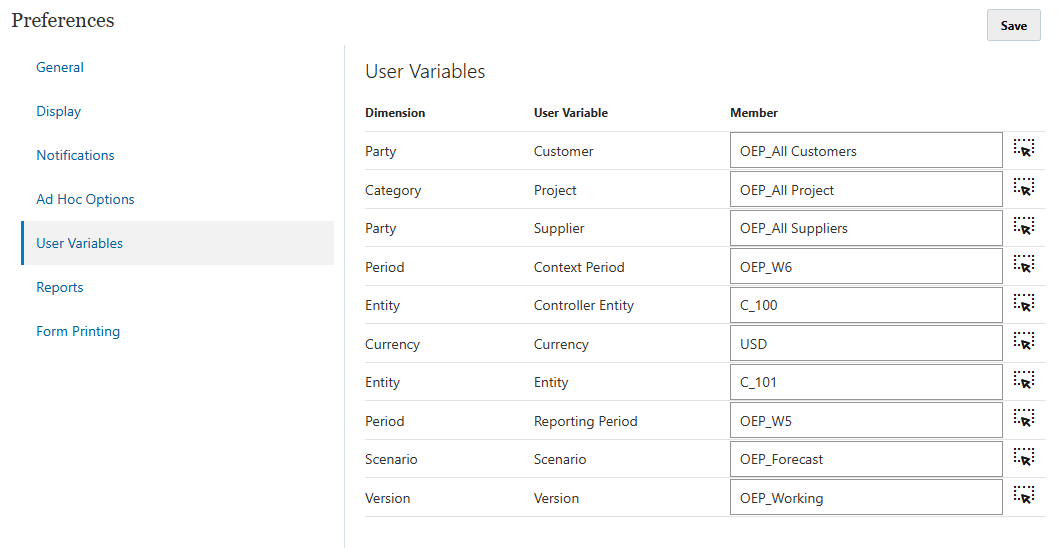 user variable