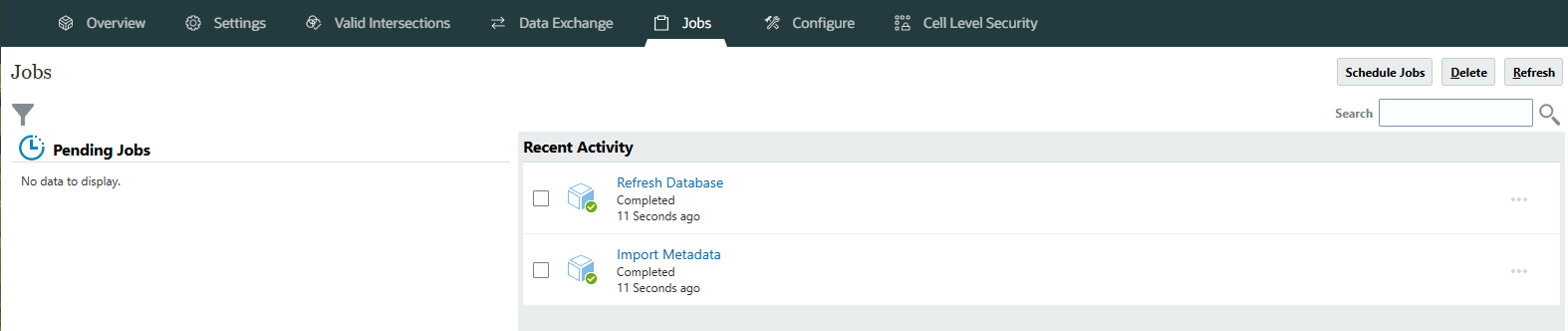Jobs screen