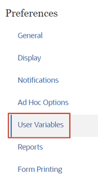 Selecting User Variables
