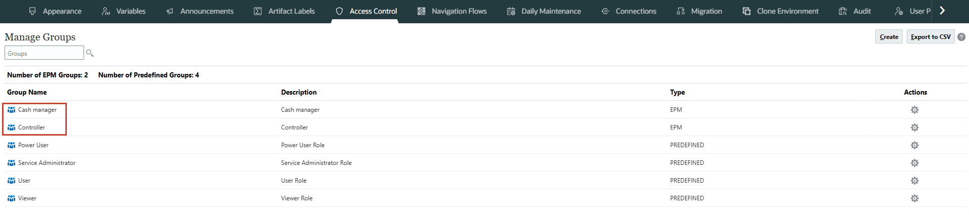 Manage groups
