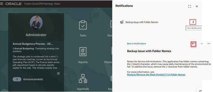 Notifications drawer