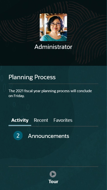 Home page showing Announcements panel