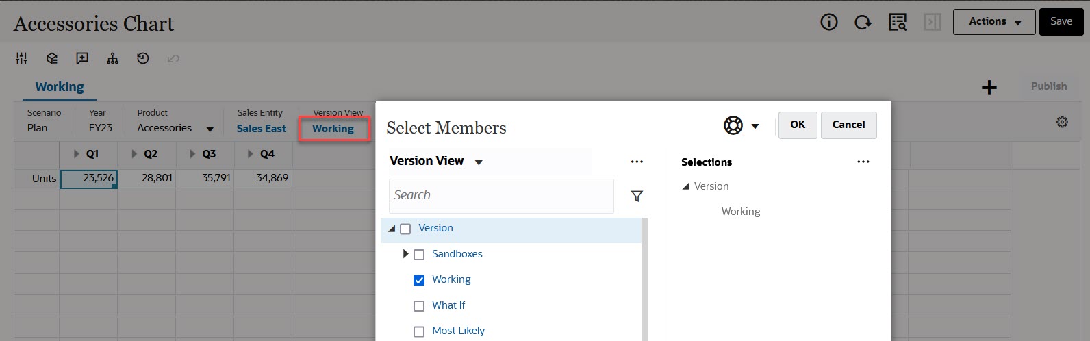 Opening the member selector in Forms 2.0
