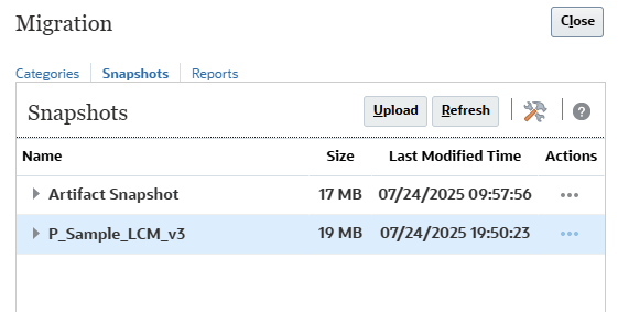 List of snapshots