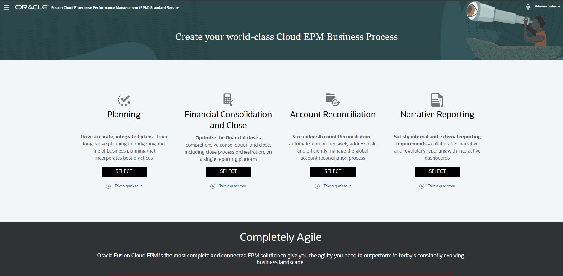 Cloud EPM Standard Service Landing Page