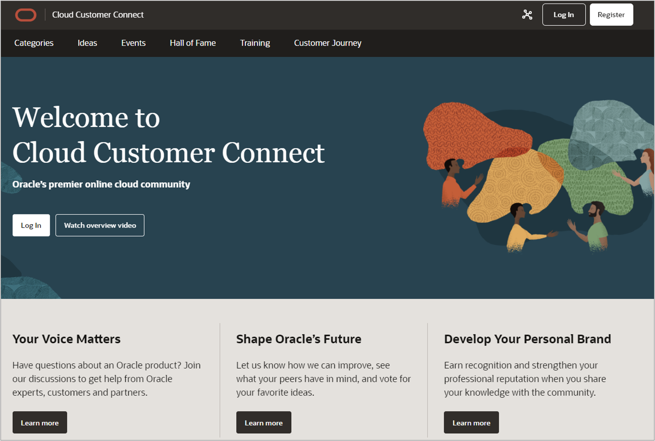 Oracle Cloud Customer Connect Home Page