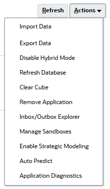 Actions menu