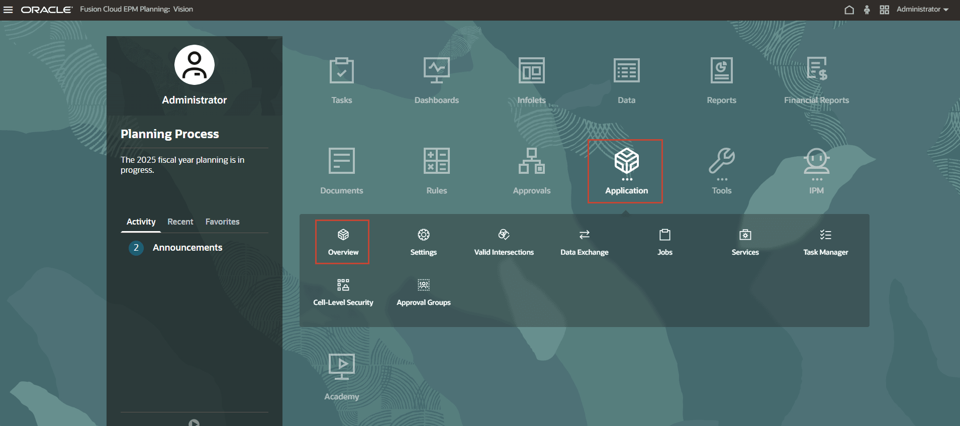 home page Application cluster