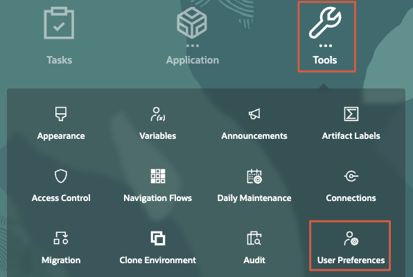 Navigate to User Preferences