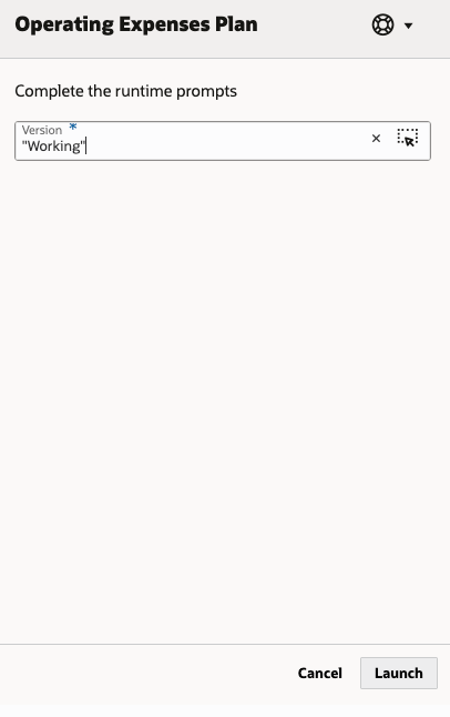 Runtime prompt for Version