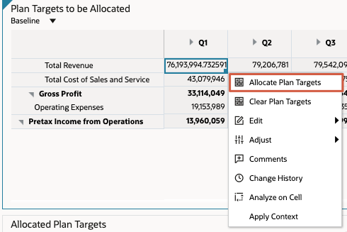 Allocate Plan Targets
