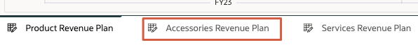 Acessories Revenue Plan tab