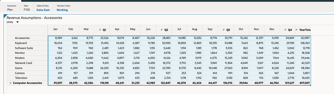 Revenue Assumptions - Accessories