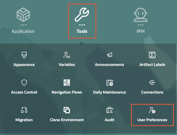 Navigate to User Preferences