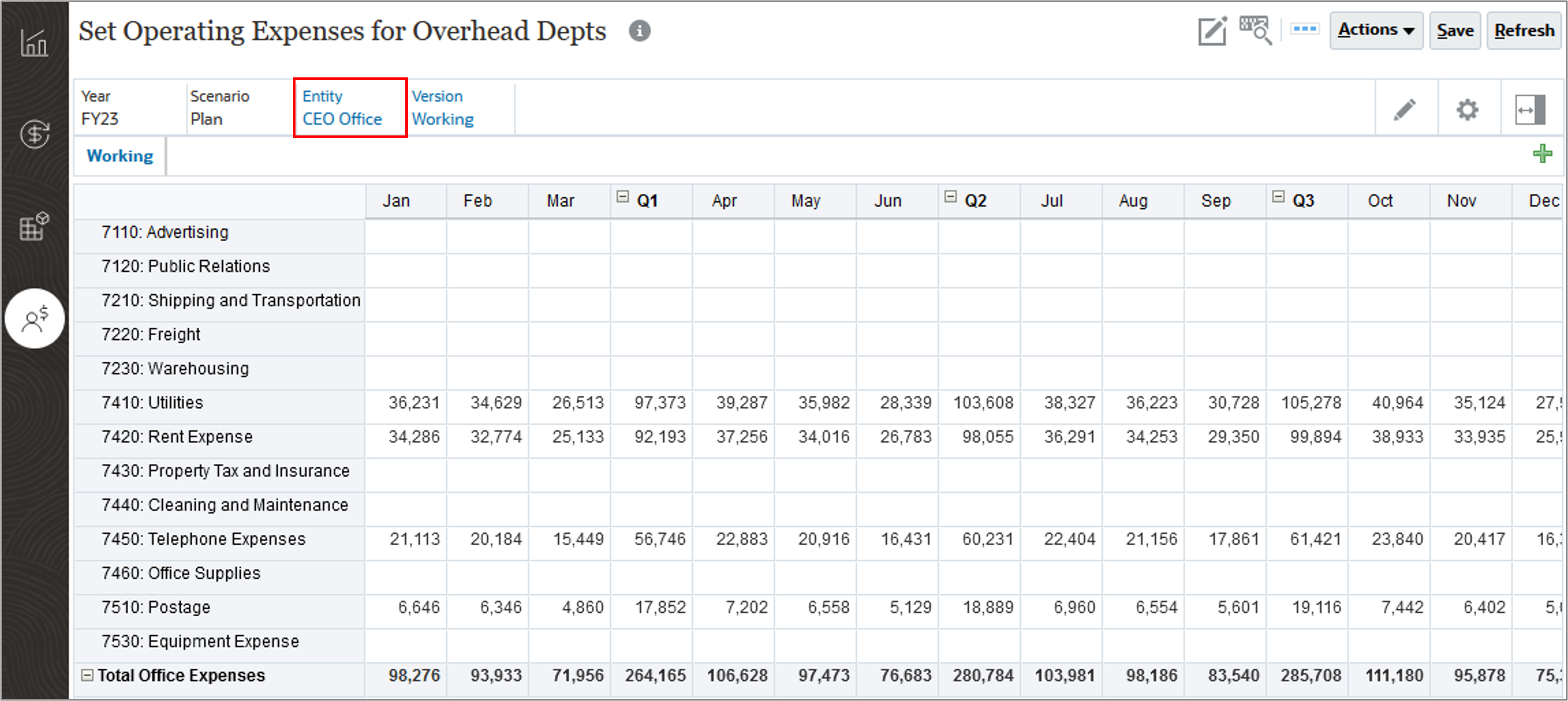 Expense Form with Entity Highlighted