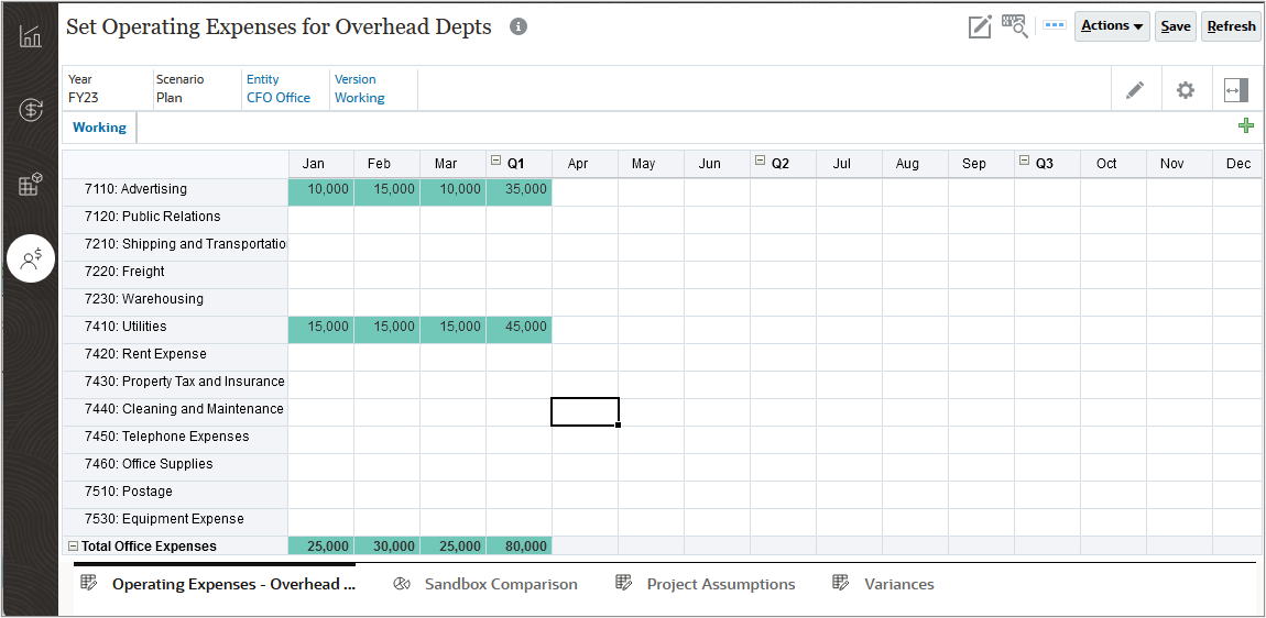 Entering Utilities Data