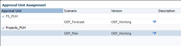 Scenario Version selections