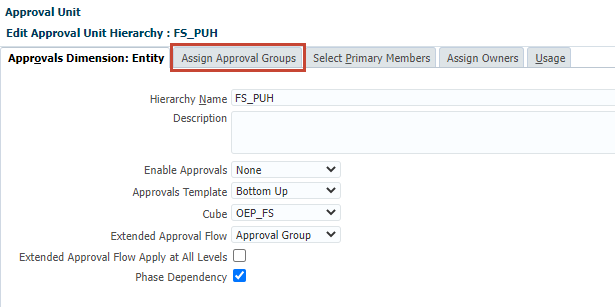 Assign Approval Groups tab