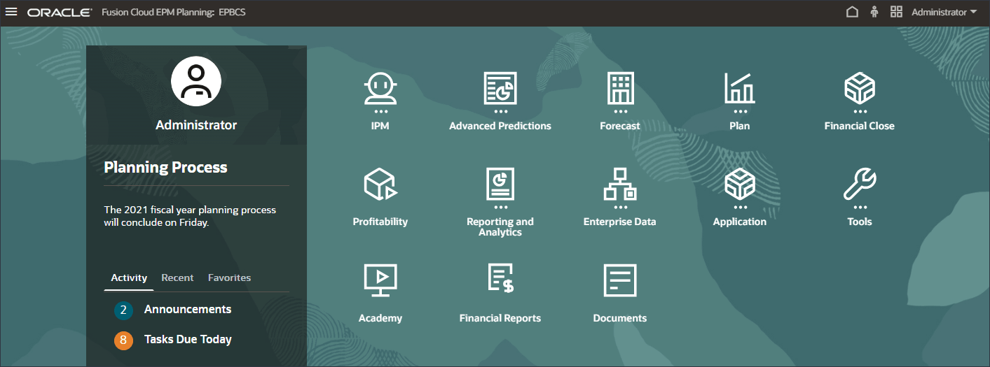 EPM Cloud Navigation Flow