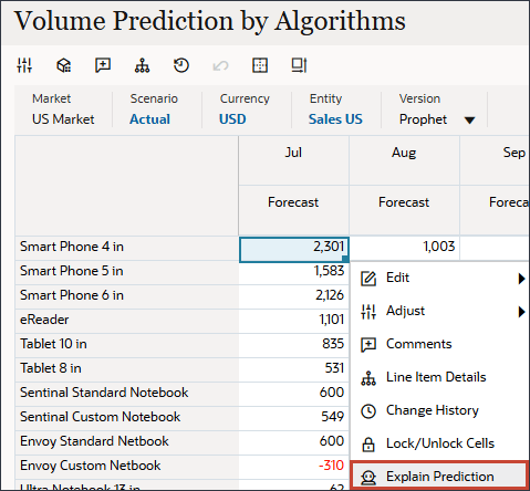 Select Explain Prediction