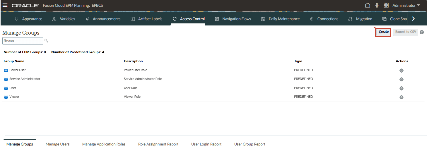 Manage Groups Create