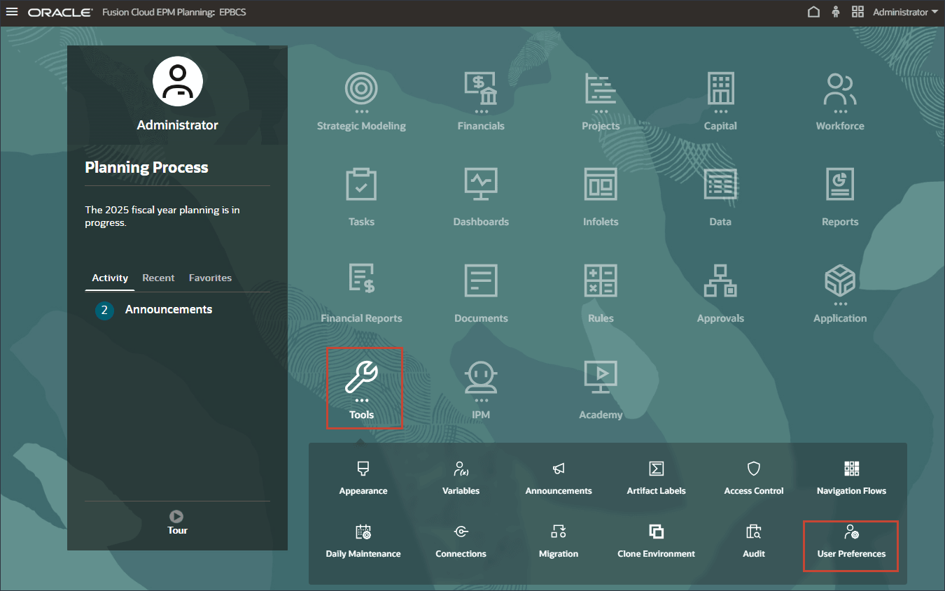 Go to User Preferences