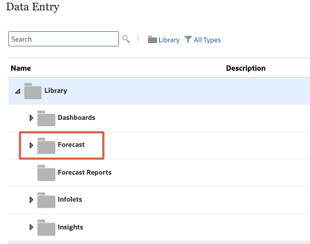 Library and Forecast Folders