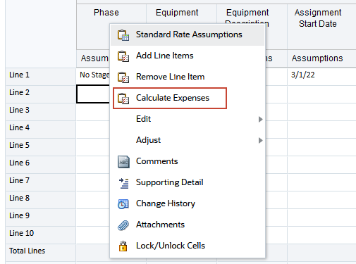 Calculate Expenses option