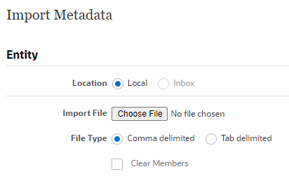 Import Metadata dialog