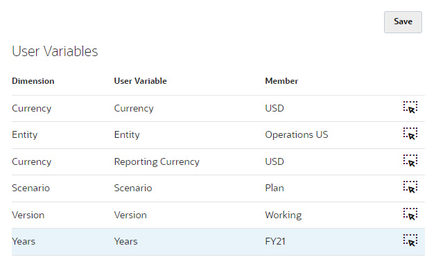 User variables with selected Members