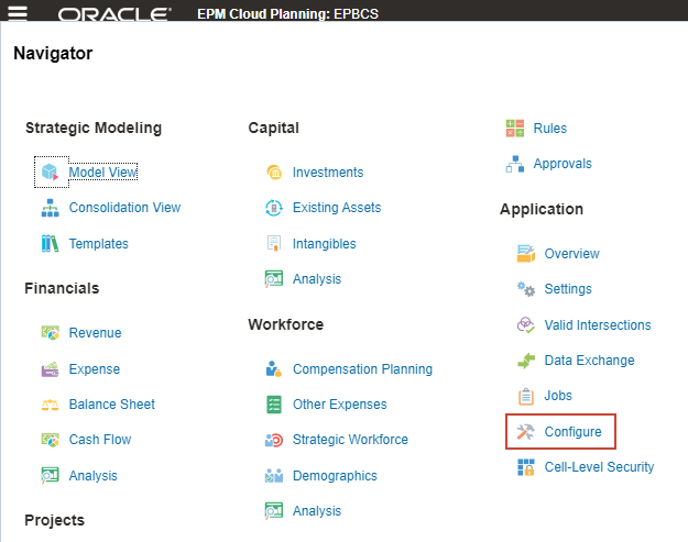 Navigate to the Configure page