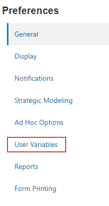 Selecting User Variables