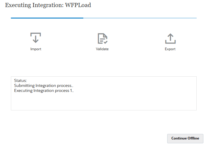 Integration status message
