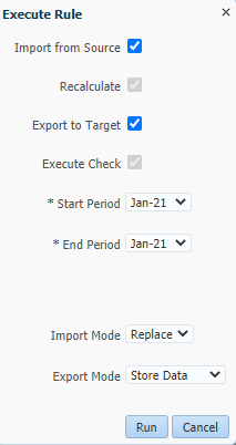 Execute Rule options