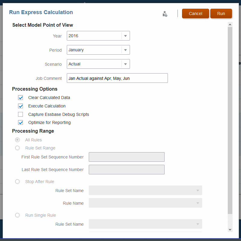 This screen shows the model POV and other settings as described in the next paragraphs.