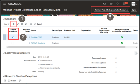 This image describes the process of setting up the conditions and importing the HCM person records