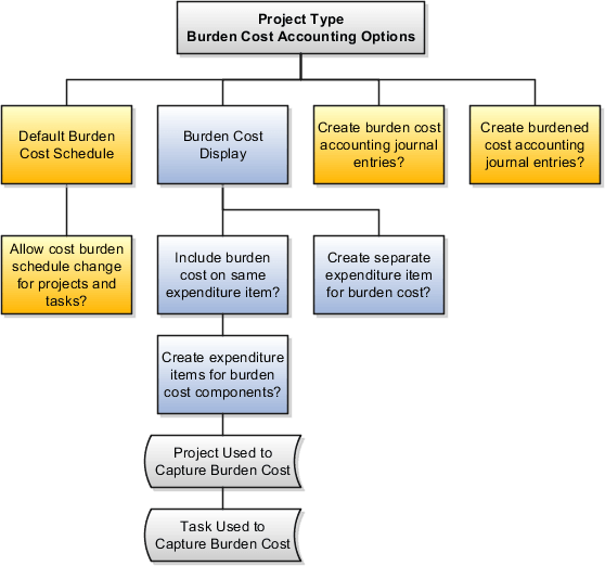 Flow chart of burden cost accounting options for project types.