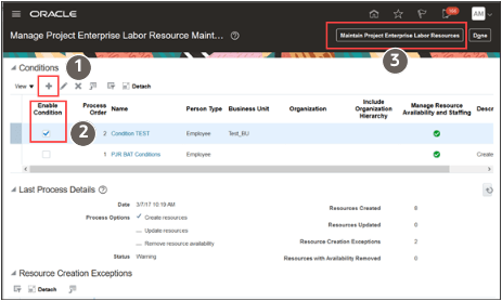 This image describes the process of setting up the conditions and importing the HCM person records