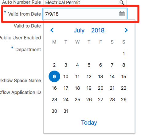 Example of hot keys used for the calendar control.