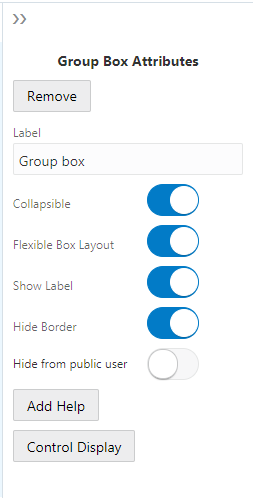 Group Box Attributes panel